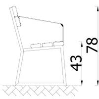 Sitzbank mit Stahlprofil, mit Armlehne, grau - NV50158Z A x 26