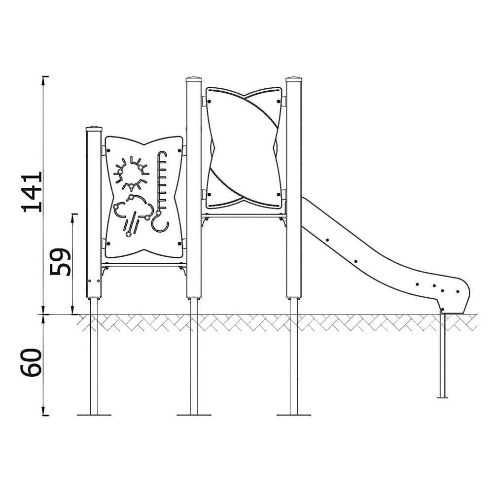 Kleinkind-Spielturm mit Rutsche und Spielwänden – Urbi H Set 3 - NV60003EPZ A x 25