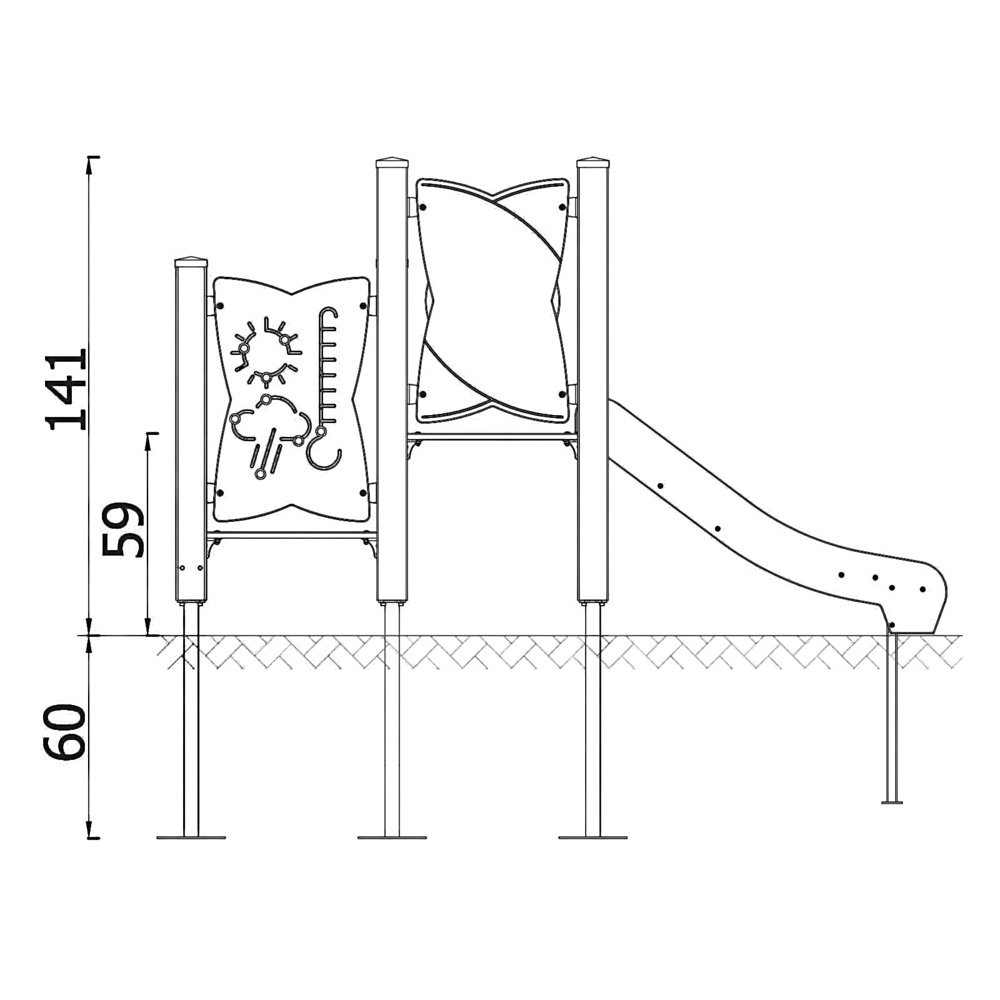 Kleinkind-Spielturm mit Rutsche und Spielwänden – Urbi H Set 3 - NV60003EPZ B x 25