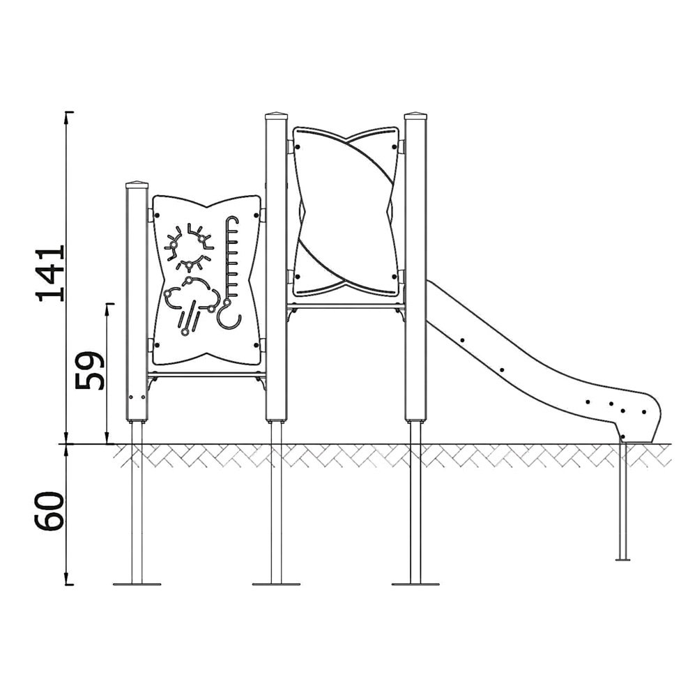 Kleinkind-Spielturm mit Rutsche und Spielwänden – Urbi H Set 3 - NV60003EPZ C x 25