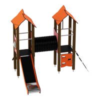Doppel-Spielturm mit Tunnel, Kletterwand und Rutsche – Urbi H Set 4 - NV60004EPZ A a 25