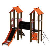 Doppel-Spielturm mit Tunnel, Kletterwand und Rutsche - Urbi H Set 4 – Bild 23