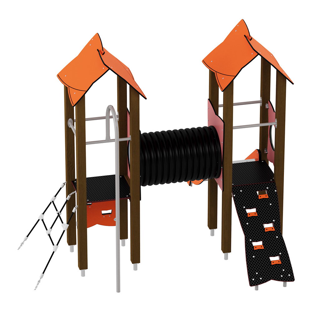 Doppel-Spielturm mit Tunnel, Kletterwand und Rutsche – Urbi H Set 4 - NV60004EPZ A d 25