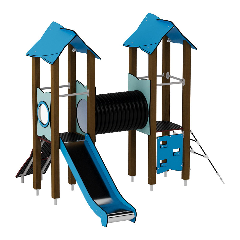 Doppel-Spielturm mit Tunnel, Kletterwand und Rutsche – Urbi H Set 4 - NV60004EPZ B b 25