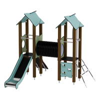 Doppel-Spielturm mit Tunnel, Kletterwand und Rutsche - Urbi H Set 4 – Bild 8