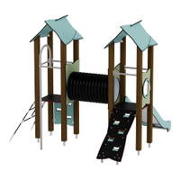 Doppel-Spielturm mit Tunnel, Kletterwand und Rutsche - Urbi H Set 4 – Bild 5