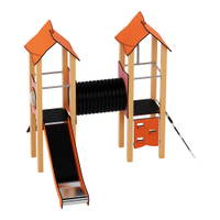 Doppel-Spielturm aus Metall mit Tunnel, Kletterwand und Rutsche – Urbi Me Set 4 - NV60004MP A a 25