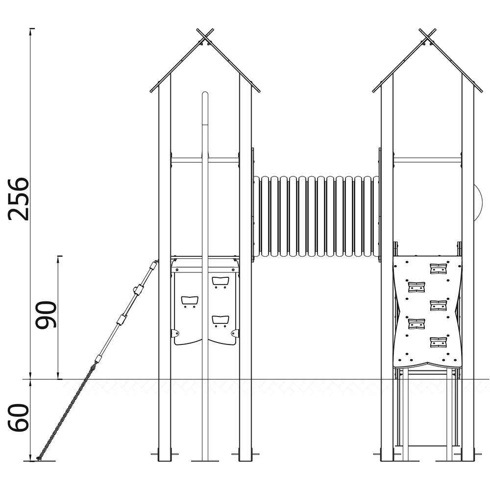 Doppel-Spielturm aus Metall mit Tunnel, Kletterwand und Rutsche – Urbi Me Set 4 - 60004MP A SV