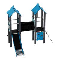 Doppel-Spielturm aus Metall mit Tunnel, Kletterwand und Rutsche - Urbi Me Set 4 – Bild 17