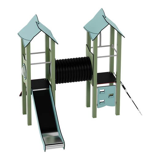 NV60004MP-C_a_25 Doppel-Spielturm aus Metall mit Tunnel, Kletterwand und Rutsche – Urbi Me Set 4 - NV60004MP C a 25