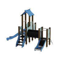 Doppel-Spielturm mit zwei Rutschen, Tunnel und Kletterrampe - Urbi H Set 5 – Bild 16