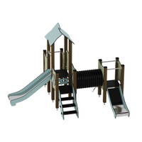 Doppel-Spielturm mit zwei Rutschen, Tunnel und Kletterrampe - Urbi H Set 5 – Bild 10