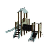 Doppel-Spielturm mit zwei Rutschen, Tunnel und Kletterrampe - Urbi H Set 5 – Bild 8
