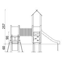 Doppel-Spielturm mit zwei Rutschen, Tunnel und Kletterrampe – Urbi H Set 5 - NV60005EPZ C x 25