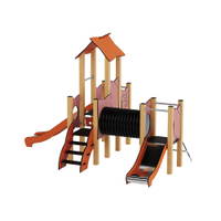 Doppel-Spielturm aus Metall mit zwei Rutschen, Tunnel und Kletterrampe - Urbi Me Set 5 – Bild 23