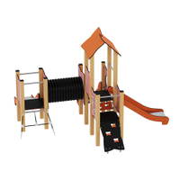 Doppel-Spielturm aus Metall mit zwei Rutschen, Tunnel und Kletterrampe - Urbi Me Set 5 – Bild 22