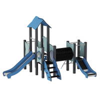 Doppel-Spielturm aus Metall mit zwei Rutschen, Tunnel und Kletterrampe - Urbi Me Set 5 – Bild 17