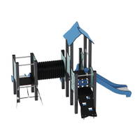 Doppel-Spielturm aus Metall mit zwei Rutschen, Tunnel und Kletterrampe - Urbi Me Set 5 – Bild 15