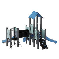 Doppel-Spielturm aus Metall mit zwei Rutschen, Tunnel und Kletterrampe - Urbi Me Set 5 – Bild 14