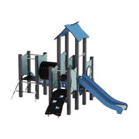 Doppel-Spielturm aus Metall mit zwei Rutschen, Tunnel und Kletterrampe - Urbi Me Set 5 – Bild 13
