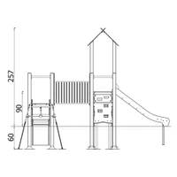 Doppel-Spielturm aus Metall mit zwei Rutschen, Tunnel und Kletterrampe - Urbi Me Set 5 – Bild 12