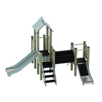 Doppel-Spielturm aus Metall mit zwei Rutschen, Tunnel und Kletterrampe - Urbi Me Set 5 – Bild 10