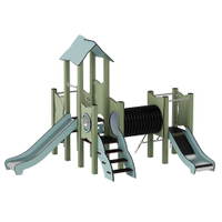 Doppel-Spielturm aus Metall mit zwei Rutschen, Tunnel und Kletterrampe - Urbi Me Set 5 – Bild 9