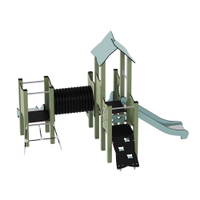 Doppel-Spielturm aus Metall mit zwei Rutschen, Tunnel und Kletterrampe - Urbi Me Set 5 – Bild 7