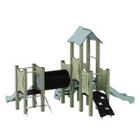 Doppel-Spielturm aus Metall mit zwei Rutschen, Tunnel und Kletterrampe - Urbi Me Set 5 – Bild 6