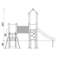 Doppel-Spielturm aus Metall mit zwei Rutschen, Tunnel und Kletterrampe – Urbi Me Set 5 - NV60005MP C x 25