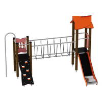 Doppel-Spielturm mit Seilbrücke, Rutsche und Feuerwehrstange – Urbi H Set 6 - NV60006EPZ A a 25