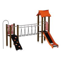 Doppel-Spielturm mit Seilbrücke, Rutsche und Feuerwehrstange - Urbi H Set 6 – Bild 24