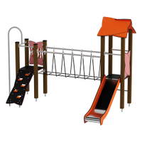 Doppel-Spielturm mit Seilbrücke, Rutsche und Feuerwehrstange - Urbi H Set 6 – Bild 23