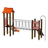 Doppel-Spielturm mit Seilbrücke, Rutsche und Feuerwehrstange - Urbi H Set 6 – Bild 20