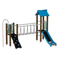 Doppel-Spielturm mit Seilbrücke, Rutsche und Feuerwehrstange - Urbi H Set 6 – Bild 16