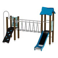 Doppel-Spielturm mit Seilbrücke, Rutsche und Feuerwehrstange - Urbi H Set 6 – Bild 15