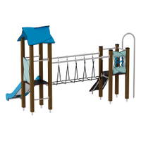 Doppel-Spielturm mit Seilbrücke, Rutsche und Feuerwehrstange - Urbi H Set 6 – Bild 13