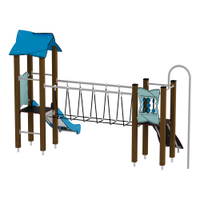 Doppel-Spielturm mit Seilbrücke, Rutsche und Feuerwehrstange - Urbi H Set 6 – Bild 12