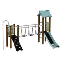 Doppel-Spielturm mit Seilbrücke, Rutsche und Feuerwehrstange - Urbi H Set 6 – Bild 9