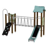 Doppel-Spielturm mit Seilbrücke, Rutsche und Feuerwehrstange - Urbi H Set 6 – Bild 8