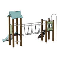 Doppel-Spielturm mit Seilbrücke, Rutsche und Feuerwehrstange - Urbi H Set 6 – Bild 6