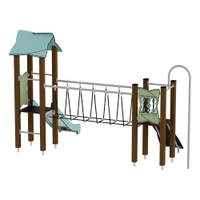 Doppel-Spielturm mit Seilbrücke, Rutsche und Feuerwehrstange - Urbi H Set 6 – Bild 5
