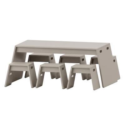 Stapeltisch-Set Maro, 6 Plätze – Tisch und 6 Hocker