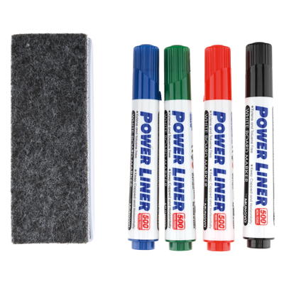 Whiteboardmarker mit Reiniger, 4er-Set