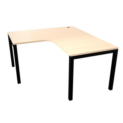 OPTO L-Schreibtisch 160, Ahorn E, Beine schwarz, Sitzplatz rechts