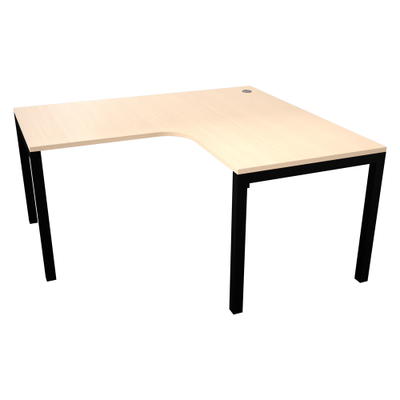 OPTO L-Schreibtisch 160, Ahorn E, Beine schwarz, Sitzplatz links