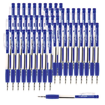 Druckknopf-Kugelschreiber, blau, 50 Stück