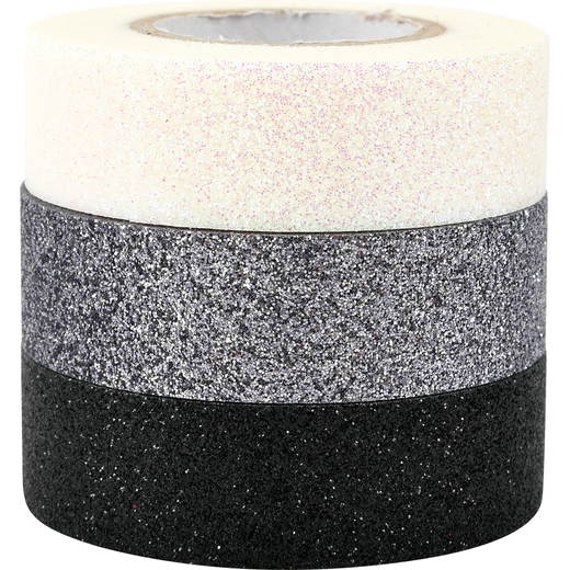 300474_a_17 Glitterklebeband, 3er-Set – silber/schwarz - 300474 a 17