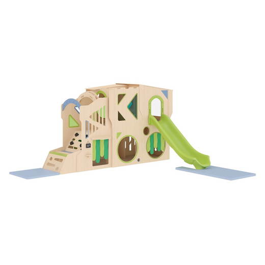 Owlaf_Playhouse_Set_of_5_Natural_View04 Spielburg Owlaf Traumwelt mit Kletterwand und Rutsche - Owlaf Playhouse Set of 5 Natural View04