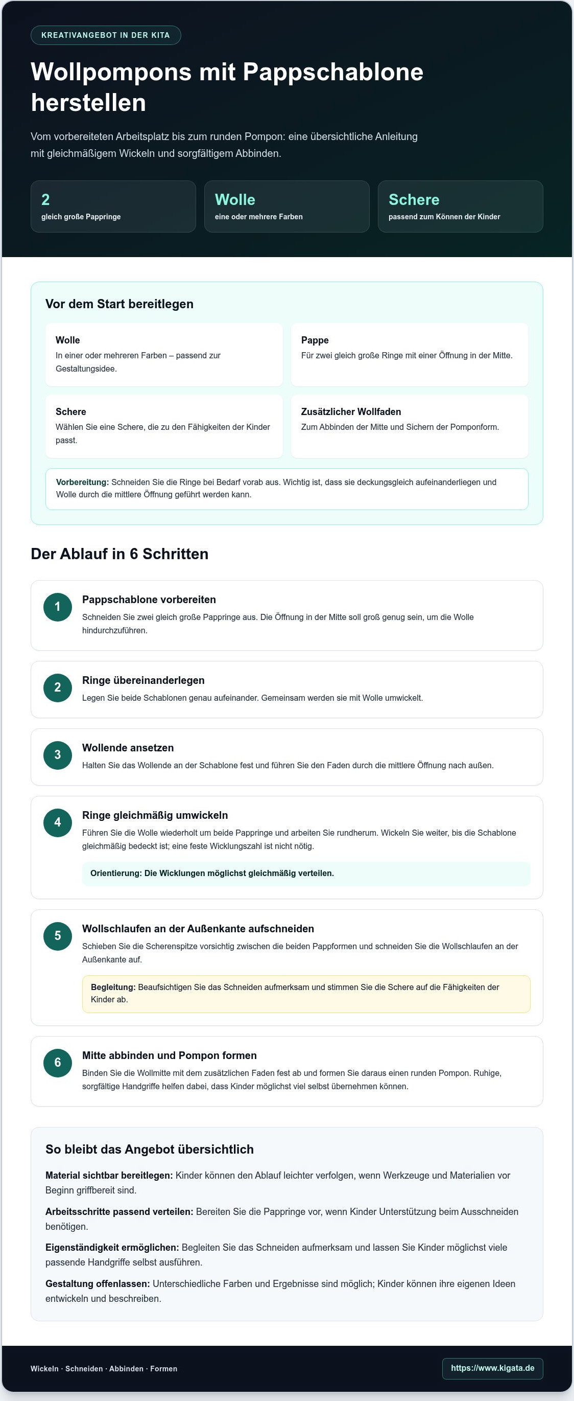 Pompons basteln mit Kindern: Einfache Anleitung für Kita & Kindergarten